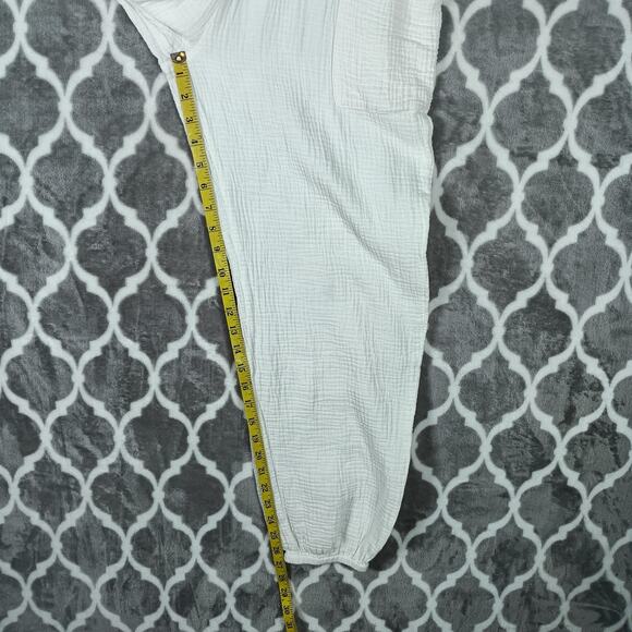 L Space Jumpsuit Womens Medium Gauze Puff Sleeve Pockets Boho Romper - Picture 7 of 14